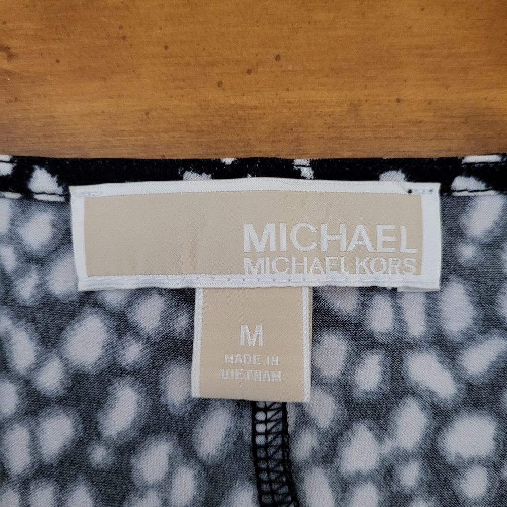 Michael Kors Black and White Ruched Sheath Dress - Picture 5 of 5